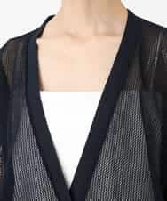 FMSHA01240 MICHEL KLEIN(ミッシェルクラン) [ホールガーメント]メッシュカーディガン ネイビー