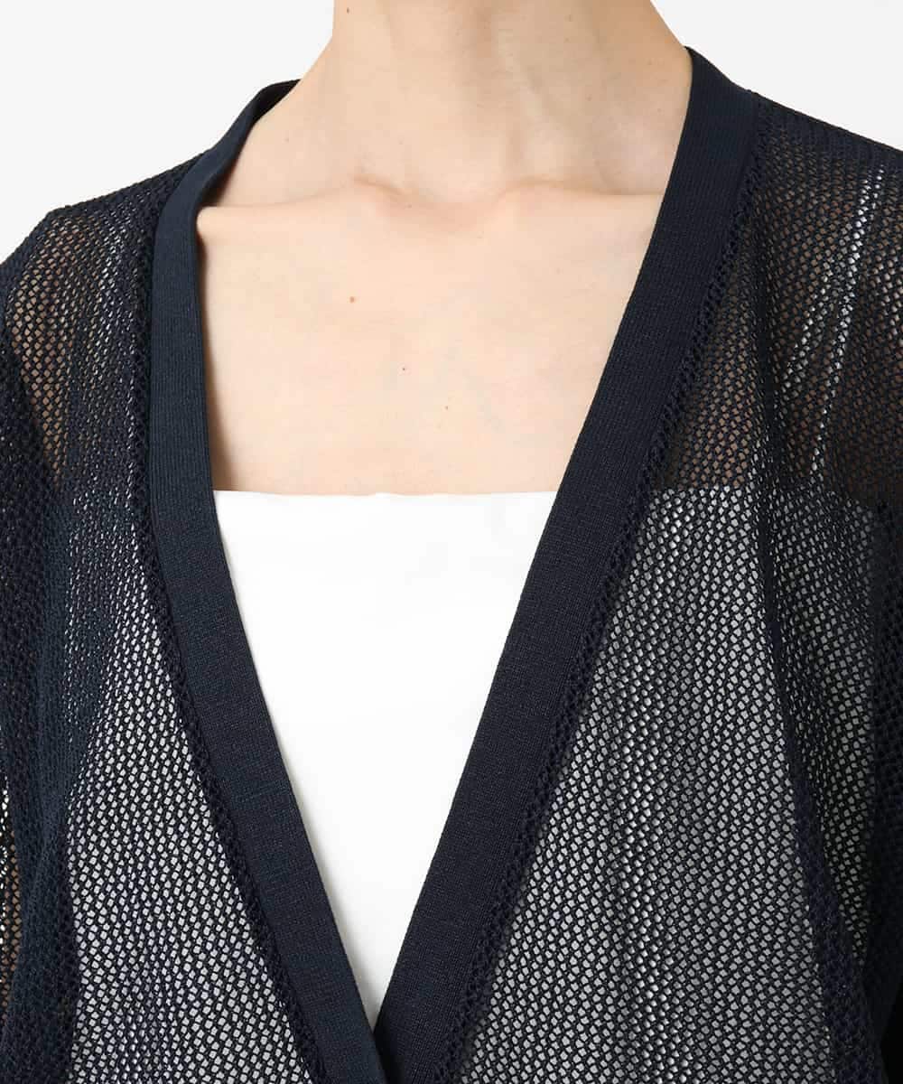 FMSHA01240 MICHEL KLEIN(ミッシェルクラン) [ホールガーメント]メッシュカーディガン ネイビー