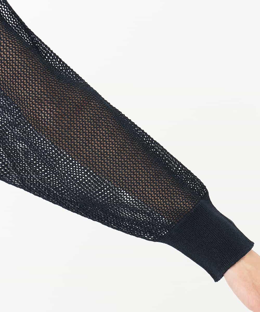 FMSHA01240 MICHEL KLEIN(ミッシェルクラン) [ホールガーメント]メッシュカーディガン ネイビー