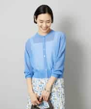 FMSHD01230 MICHEL KLEIN(ミッシェルクラン) ホールガーメント®シアークルーネックカーディガン ブルー