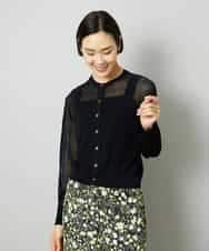 FMSHD01230 MICHEL KLEIN(ミッシェルクラン) ホールガーメント®シアークルーネックカーディガン ブラック