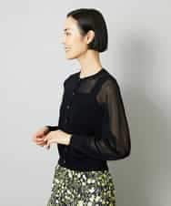 FMSHD01230 MICHEL KLEIN(ミッシェルクラン) ホールガーメント®シアークルーネックカーディガン ブラック