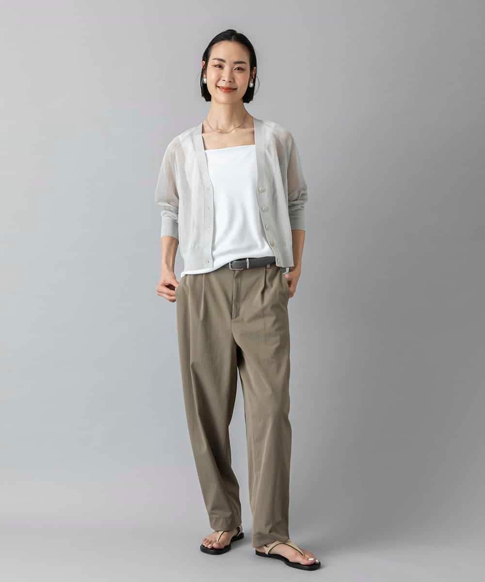 FMSHD15230 MICHEL KLEIN(ミッシェルクラン) [ドライタッチ]シアーラメVネックカーディガン ライトグレー