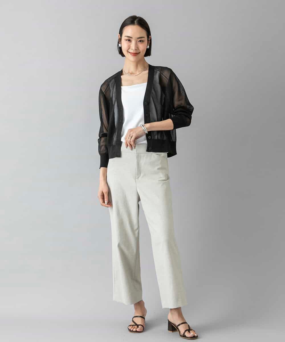 FMSHD15230 MICHEL KLEIN(ミッシェルクラン) [ドライタッチ]シアーラメVネックカーディガン ライトグレー