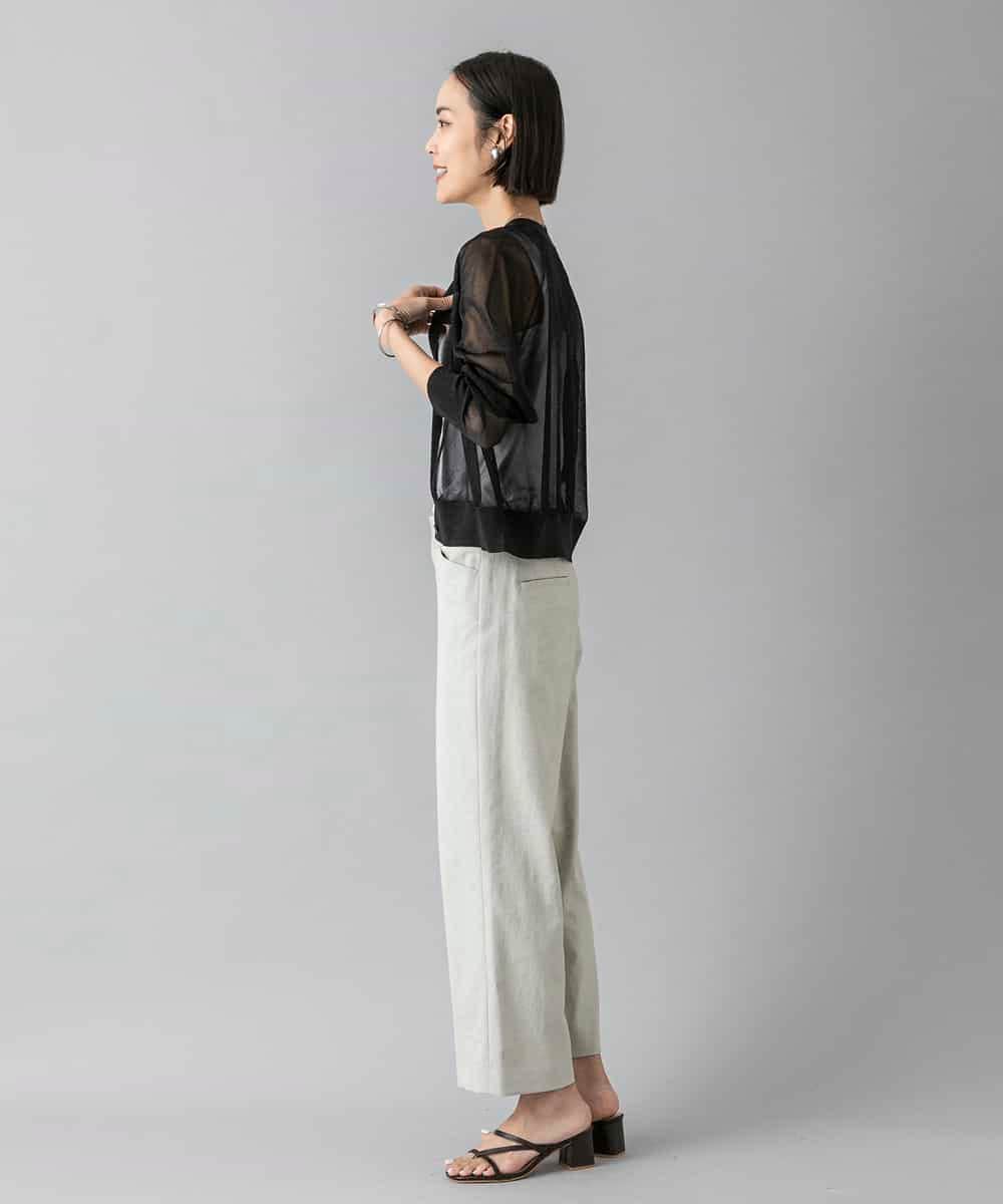 FMSHD15230 MICHEL KLEIN(ミッシェルクラン) [ドライタッチ]シアーラメVネックカーディガン ライトグレー