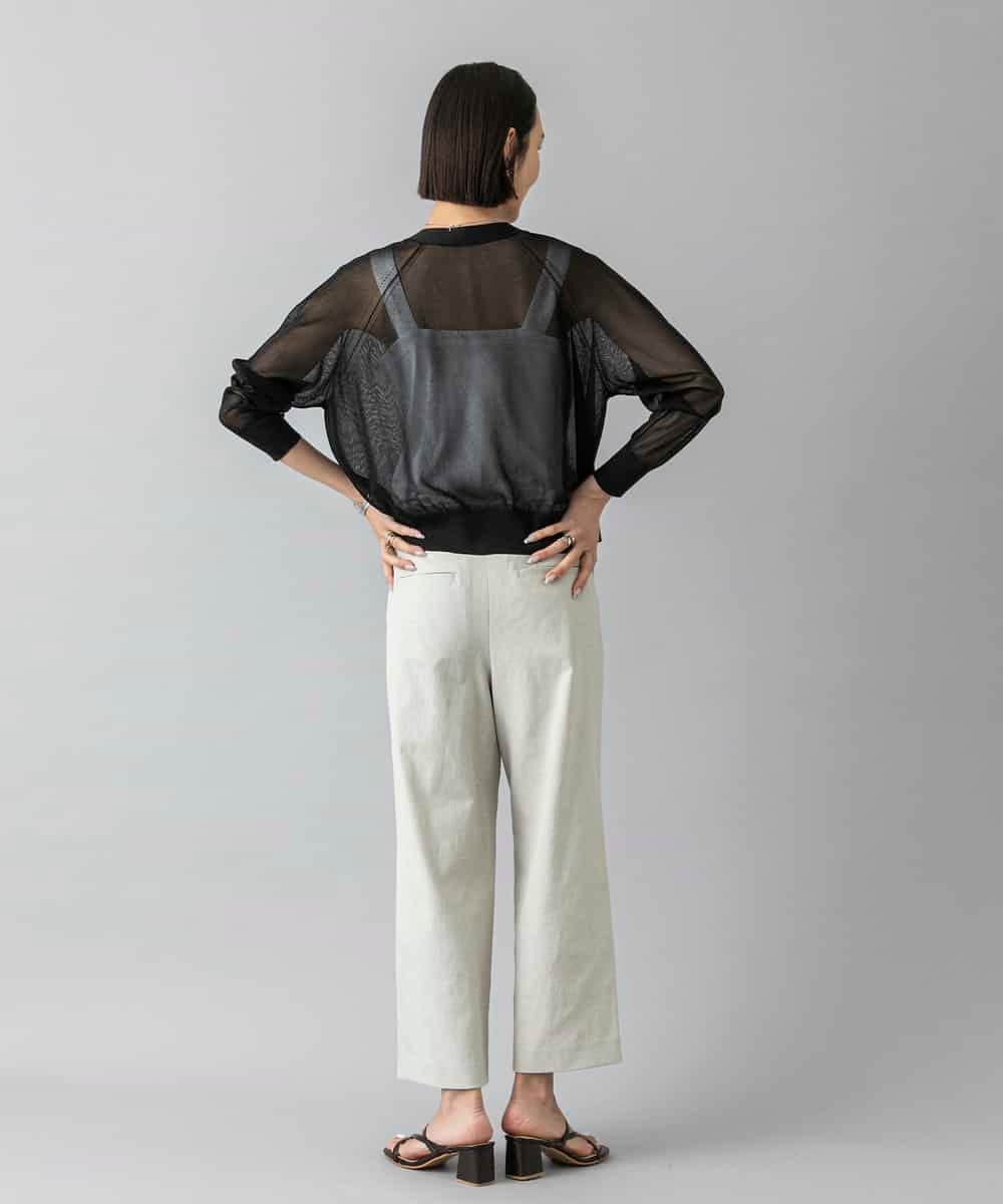 FMSHD15230 MICHEL KLEIN(ミッシェルクラン) [ドライタッチ]シアーラメVネックカーディガン ライトグレー