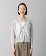 FMSHD15230 MICHEL KLEIN(ミッシェルクラン) [ドライタッチ]シアーラメVネックカーディガン ライトグレー