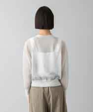 FMSHD15230 MICHEL KLEIN(ミッシェルクラン) [ドライタッチ]シアーラメVネックカーディガン ライトグレー