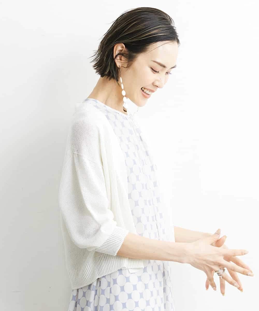 FMSHS25230 MICHEL KLEIN(ミッシェルクラン) ホールガーメント（R）Vネックカーディガン（アンサンブル対応／WEB限定カラーあり） ネイビー(58)WEB限定カラー