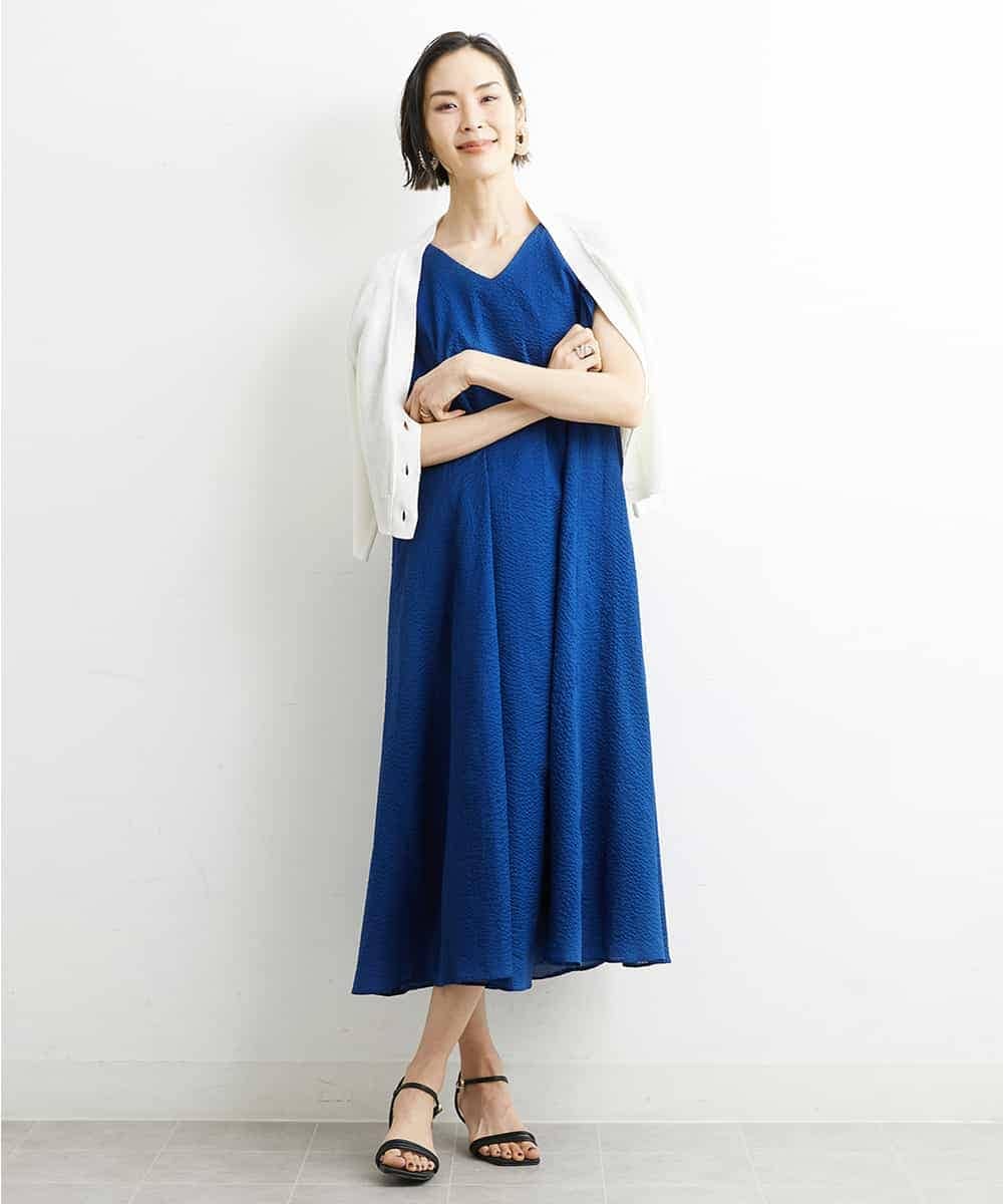 FMSHS25230 MICHEL KLEIN(ミッシェルクラン) ホールガーメント（R）Vネックカーディガン（アンサンブル対応／WEB限定カラーあり） ネイビー(58)WEB限定カラー
