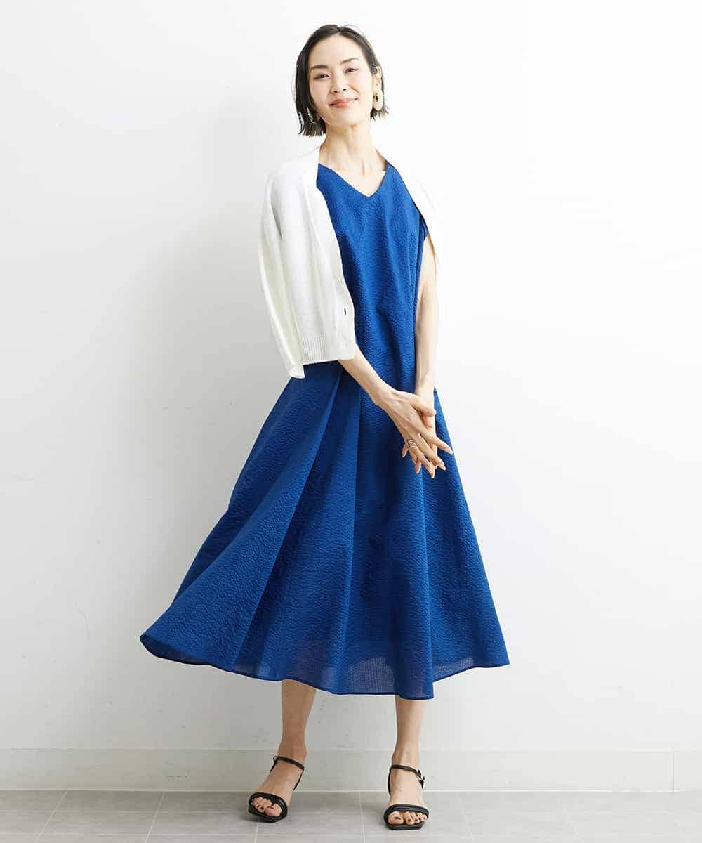 FMSHS25230 MICHEL KLEIN(ミッシェルクラン) ホールガーメント（R）Vネックカーディガン（アンサンブル対応／WEB限定カラーあり） ネイビー(58)WEB限定カラー
