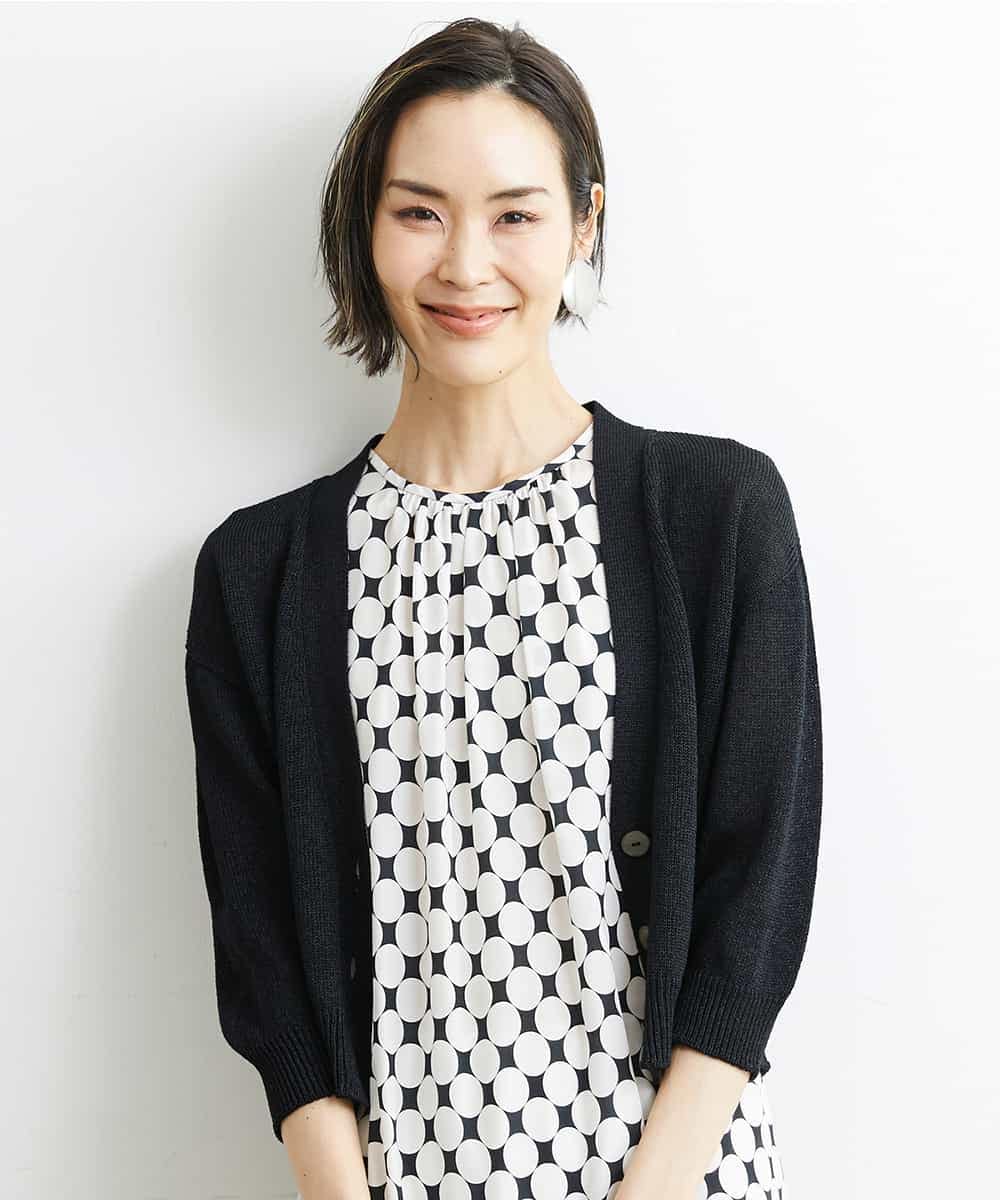 FMSHS25230 MICHEL KLEIN(ミッシェルクラン) ホールガーメント（R）Vネックカーディガン（アンサンブル対応／WEB限定カラーあり） ネイビー(58)WEB限定カラー