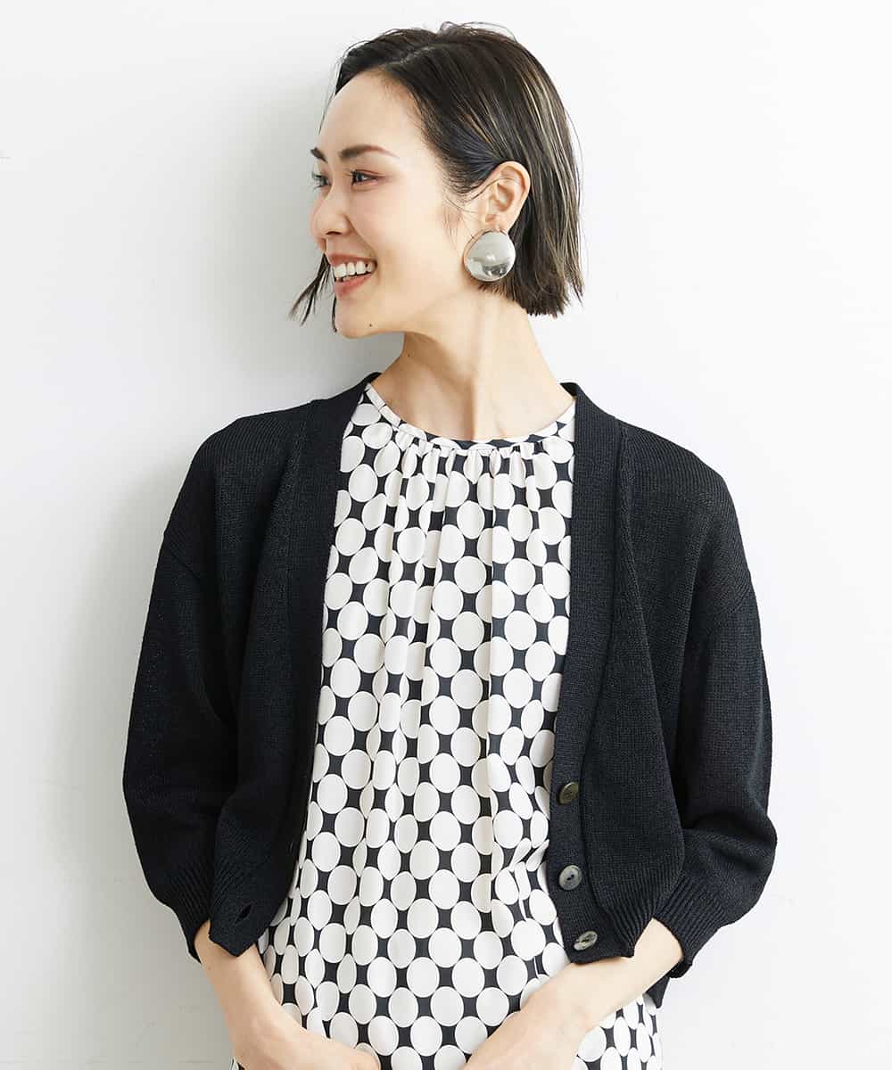 FMSHS25230 MICHEL KLEIN(ミッシェルクラン) ホールガーメント（R）Vネックカーディガン（アンサンブル対応／WEB限定カラーあり） ネイビー(58)WEB限定カラー
