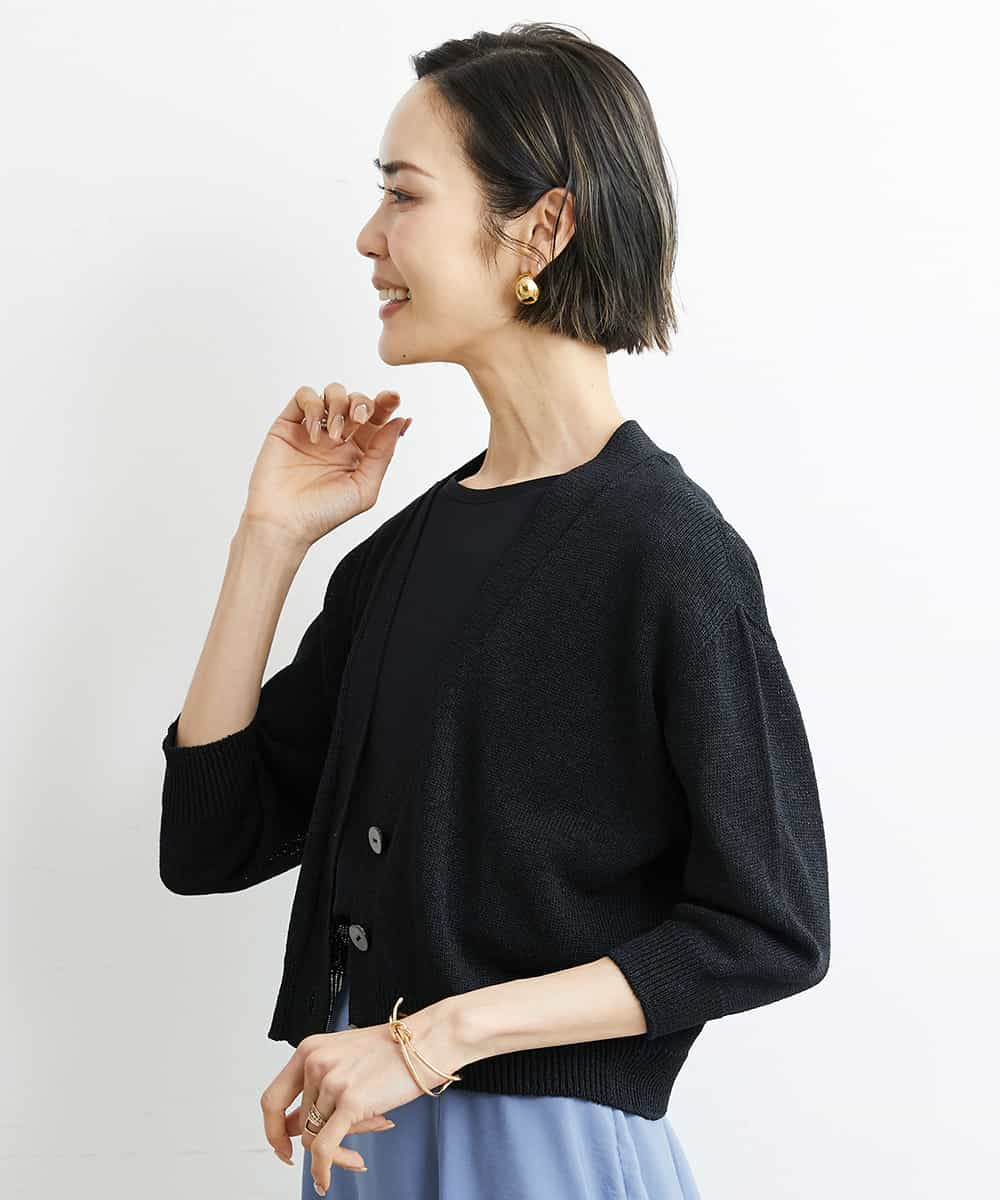 FMSHS25230 MICHEL KLEIN(ミッシェルクラン) ホールガーメント（R）Vネックカーディガン（アンサンブル対応／WEB限定カラーあり） ネイビー(58)WEB限定カラー