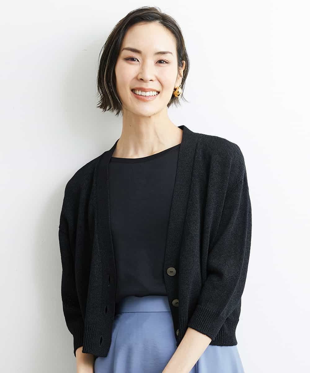 FMSHS25230 MICHEL KLEIN(ミッシェルクラン) ホールガーメント（R）Vネックカーディガン（アンサンブル対応／WEB限定カラーあり） ネイビー(58)WEB限定カラー