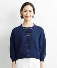 FMSHS25230 MICHEL KLEIN(ミッシェルクラン) ホールガーメント（R）Vネックカーディガン（アンサンブル対応／WEB限定カラーあり） ネイビー(58)WEB限定カラー