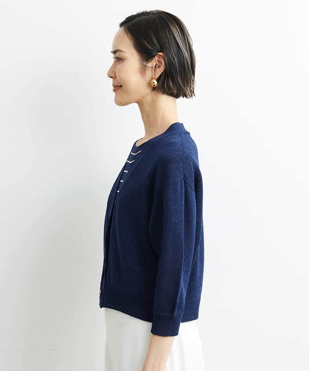 FMSHS25230 MICHEL KLEIN(ミッシェルクラン) ホールガーメント（R）Vネックカーディガン（アンサンブル対応／WEB限定カラーあり） ネイビー(58)WEB限定カラー
