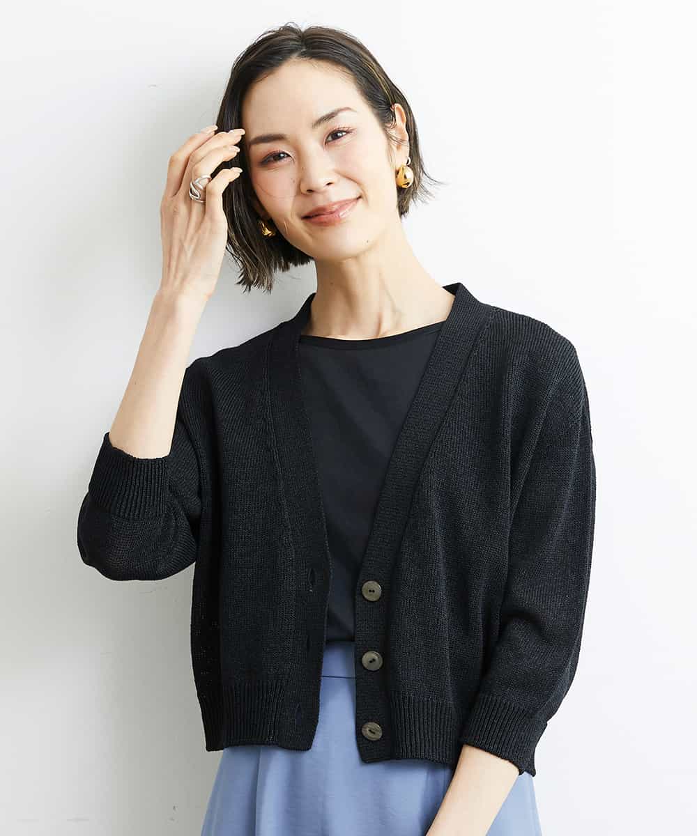 FMSHS25230 MICHEL KLEIN(ミッシェルクラン) ホールガーメント（R）Vネックカーディガン（アンサンブル対応／WEB限定カラーあり） ブラック(94)
