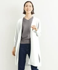 FMSHS70180 MICHEL KLEIN(ミッシェルクラン) ◆受注生産につき返品・交換・キャンセル不可◆ホールガーメント(R)ロングニットカーディガン フレッシュグリーン(35)
