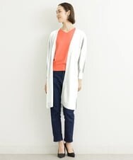 FMSHS70180 MICHEL KLEIN(ミッシェルクラン) ◆受注生産につき返品・交換・キャンセル不可◆ホールガーメント(R)ロングニットカーディガン フレッシュグリーン(35)