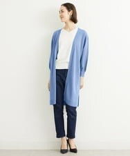 FMSHS70180 MICHEL KLEIN(ミッシェルクラン) ◆受注生産につき返品・交換・キャンセル不可◆ホールガーメント(R)ロングニットカーディガン フレッシュグリーン(35)