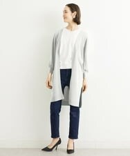 FMSHS70180 MICHEL KLEIN(ミッシェルクラン) ◆受注生産につき返品・交換・キャンセル不可◆ホールガーメント(R)ロングニットカーディガン フレッシュグリーン(35)