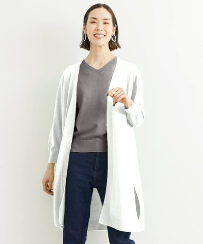 FMSHS70180 MICHEL KLEIN ◆受注生産につき返品・交換・キャンセル不可◆ホールガーメント(R)ロングニットカーディガン