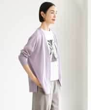 FMSJD21190 MICHEL KLEIN(ミッシェルクラン) [２WAY]シアーVネックカーディガン ラベンダー