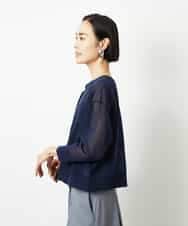 FMSJV31200 MICHEL KLEIN(ミッシェルクラン) 2WAYシアーニットカーディガン ネイビー