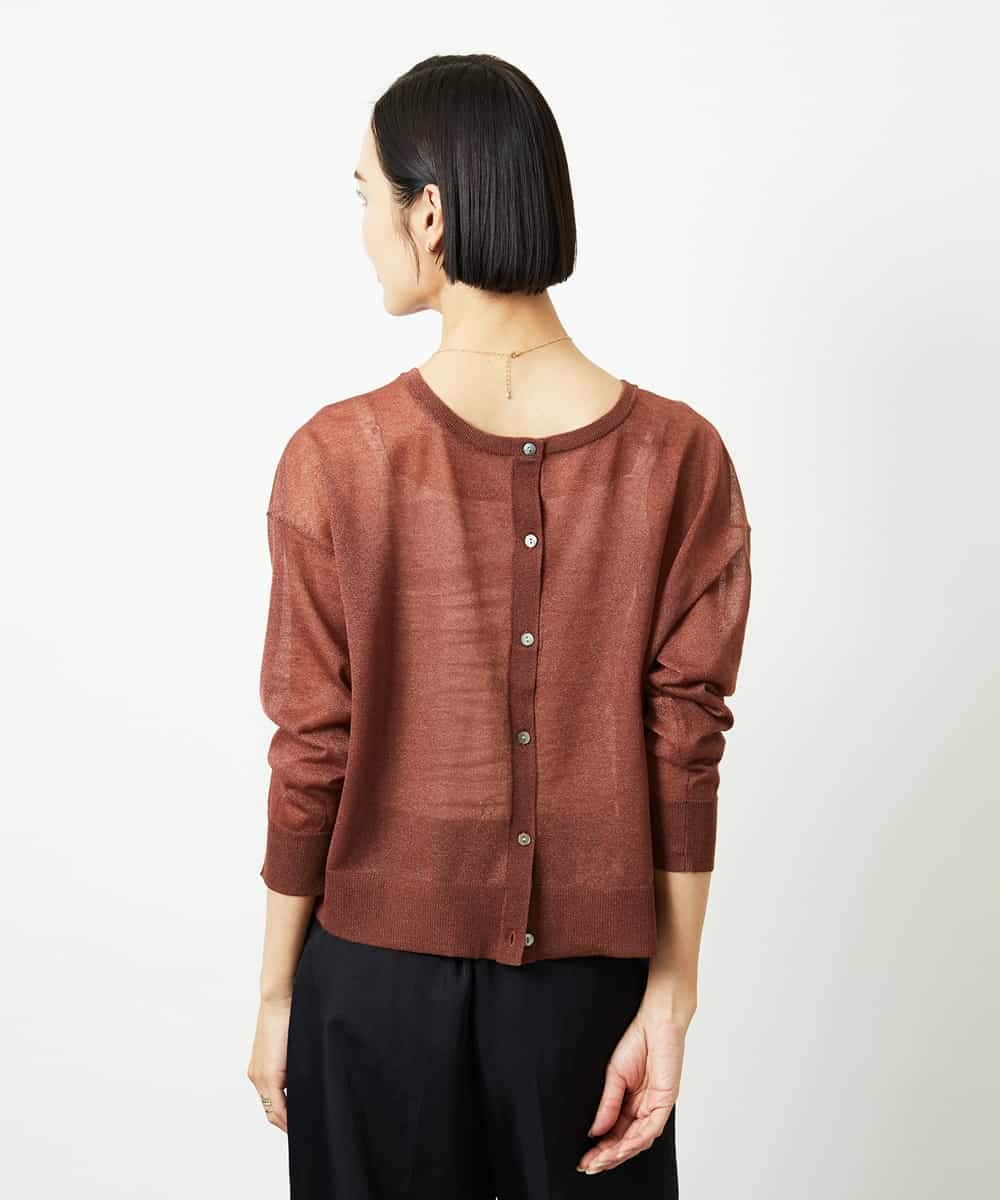 FMSJV31200 MICHEL KLEIN(ミッシェルクラン) 2WAYシアーニットカーディガン ネイビー