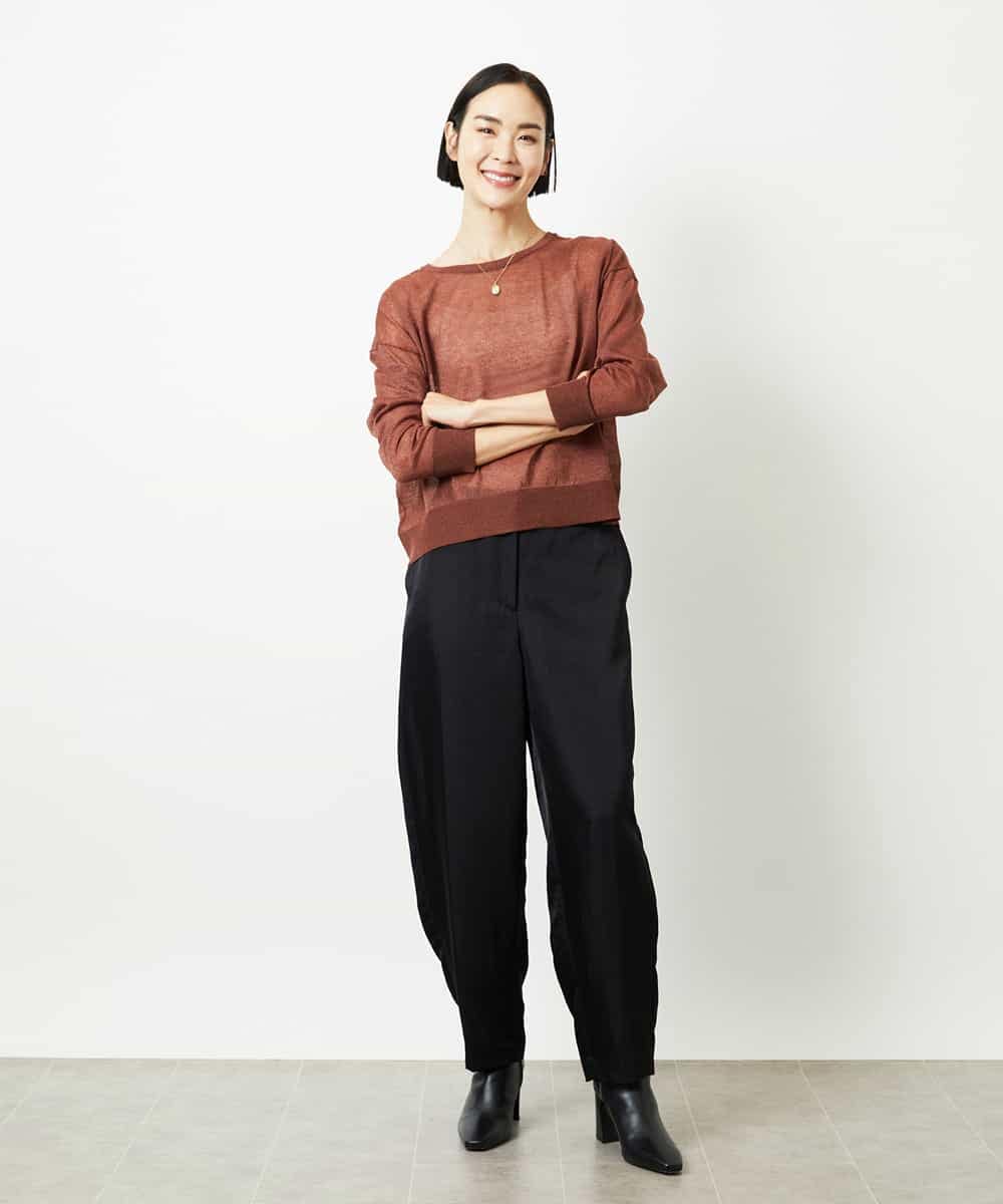 FMSJV31200 MICHEL KLEIN(ミッシェルクラン) 2WAYシアーニットカーディガン ネイビー