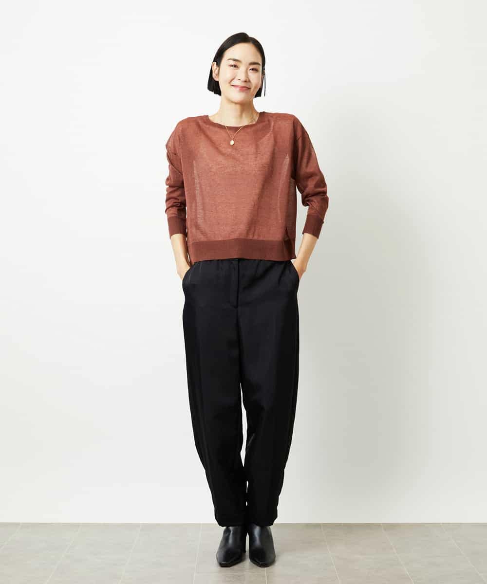 FMSJV31200 MICHEL KLEIN(ミッシェルクラン) 2WAYシアーニットカーディガン ネイビー