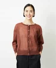 FMSJV31200 MICHEL KLEIN(ミッシェルクラン) 2WAYシアーニットカーディガン ネイビー