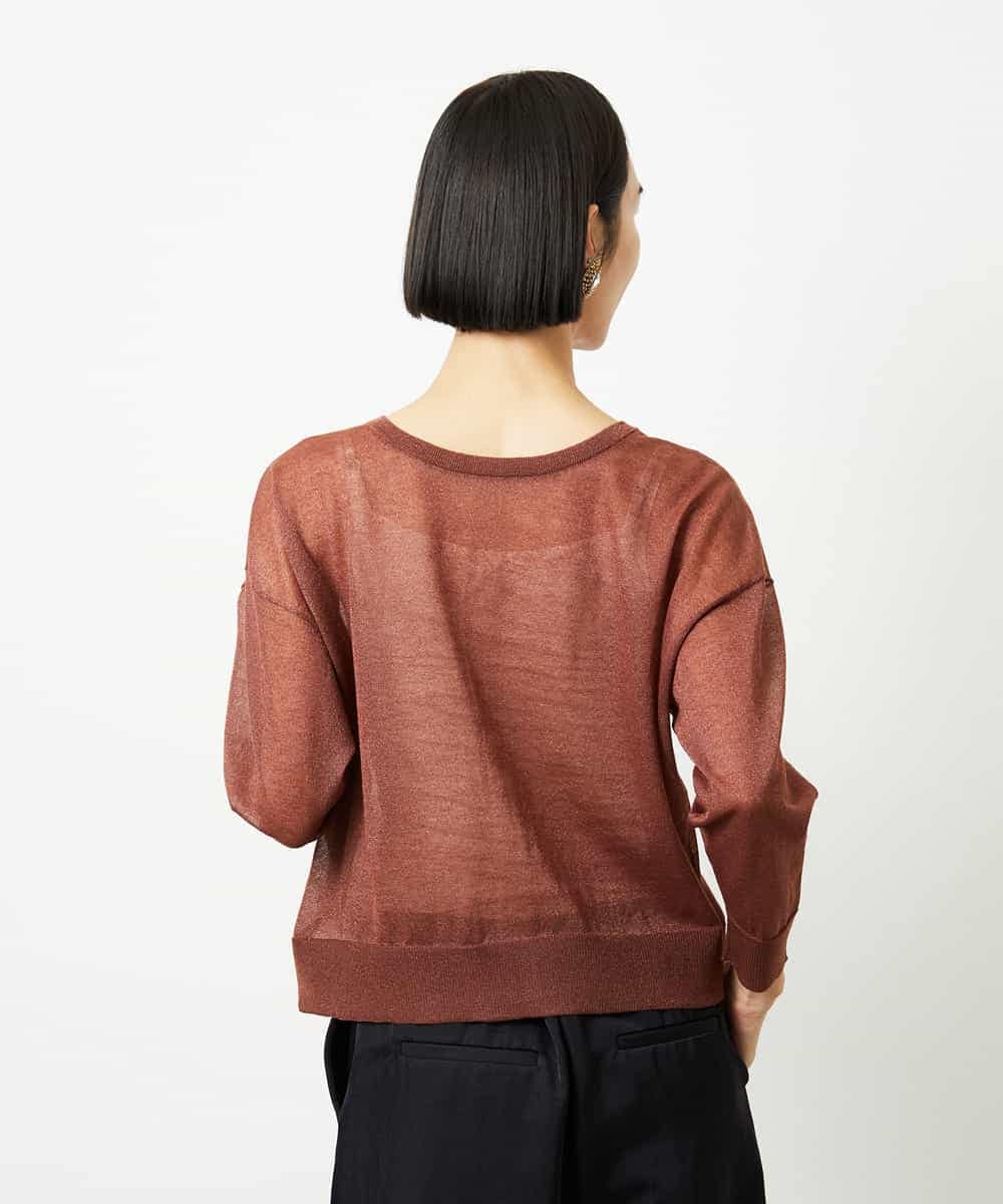 FMSJV31200 MICHEL KLEIN(ミッシェルクラン) 2WAYシアーニットカーディガン ネイビー