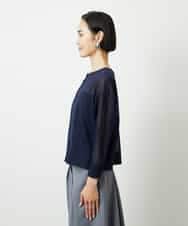 FMSJV31200 MICHEL KLEIN(ミッシェルクラン) 2WAYシアーニットカーディガン ネイビー