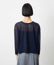 FMSJV31200 MICHEL KLEIN(ミッシェルクラン) 2WAYシアーニットカーディガン ネイビー