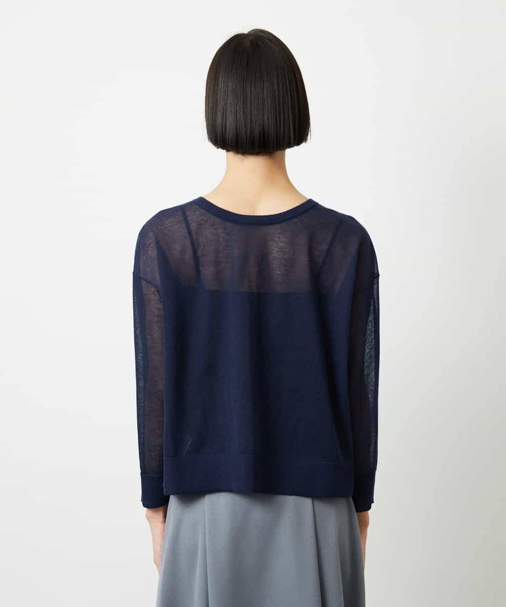 FMSJV31200 MICHEL KLEIN(ミッシェルクラン) 2WAYシアーニットカーディガン ネイビー