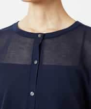 FMSJV31200 MICHEL KLEIN(ミッシェルクラン) 2WAYシアーニットカーディガン ネイビー