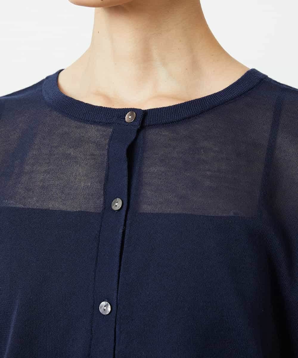 FMSJV31200 MICHEL KLEIN(ミッシェルクラン) 2WAYシアーニットカーディガン ネイビー