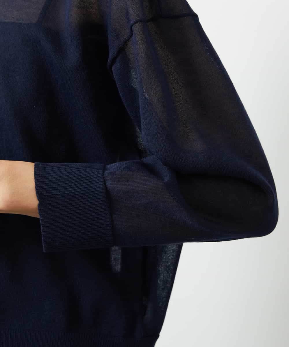 FMSJV31200 MICHEL KLEIN(ミッシェルクラン) 2WAYシアーニットカーディガン ネイビー