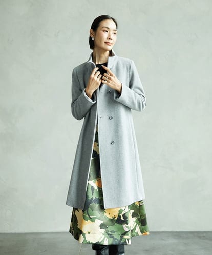 FMUAA50560 MICHEL KLEIN [定番人気]Super100ウールビーバースタンドカラーコート