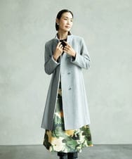 FMUAA50560 MICHEL KLEIN(ミッシェルクラン) [定番人気]Super100ウールビーバースタンドカラーコート カーキ