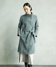 FMUAA50560 MICHEL KLEIN(ミッシェルクラン) [定番人気]Super100ウールビーバースタンドカラーコート グレー