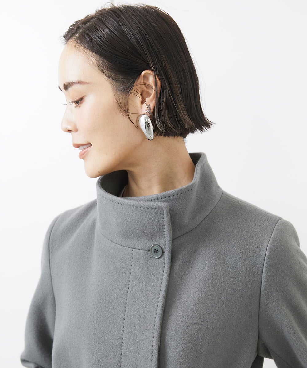 FMUAA50560 MICHEL KLEIN(ミッシェルクラン) [定番人気]Super100ウールビーバースタンドカラーコート グレー