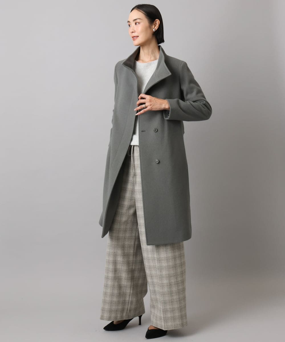 FMUAA50560 MICHEL KLEIN(ミッシェルクラン) [定番人気]Super100ウールビーバースタンドカラーコート グレー