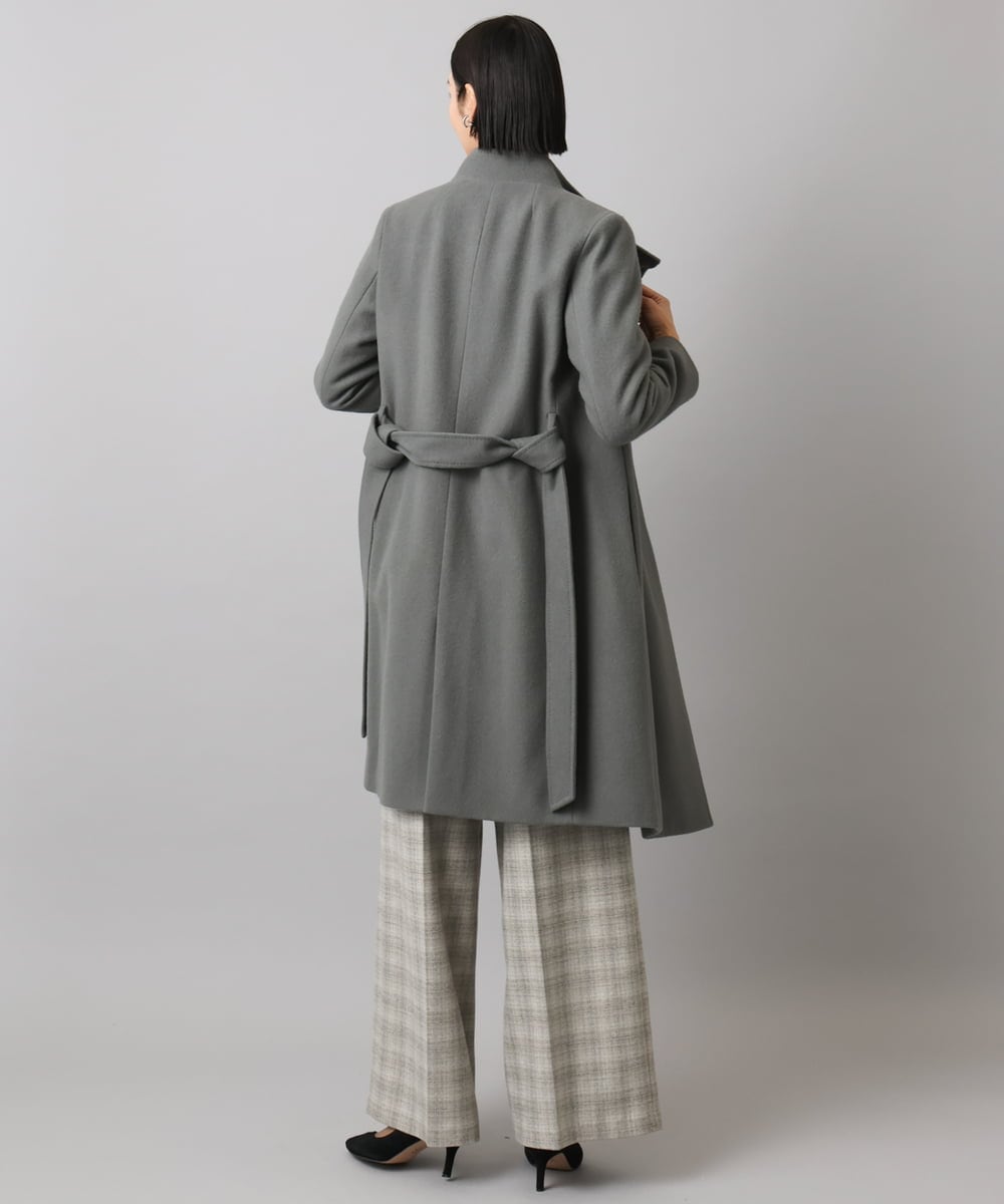 FMUAA50560 MICHEL KLEIN(ミッシェルクラン) [定番人気]Super100ウールビーバースタンドカラーコート グレー