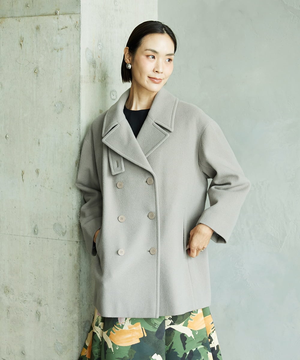 FMUAA52530 MICHEL KLEIN(ミッシェルクラン) Super100ウールビーバーPコート カーキ