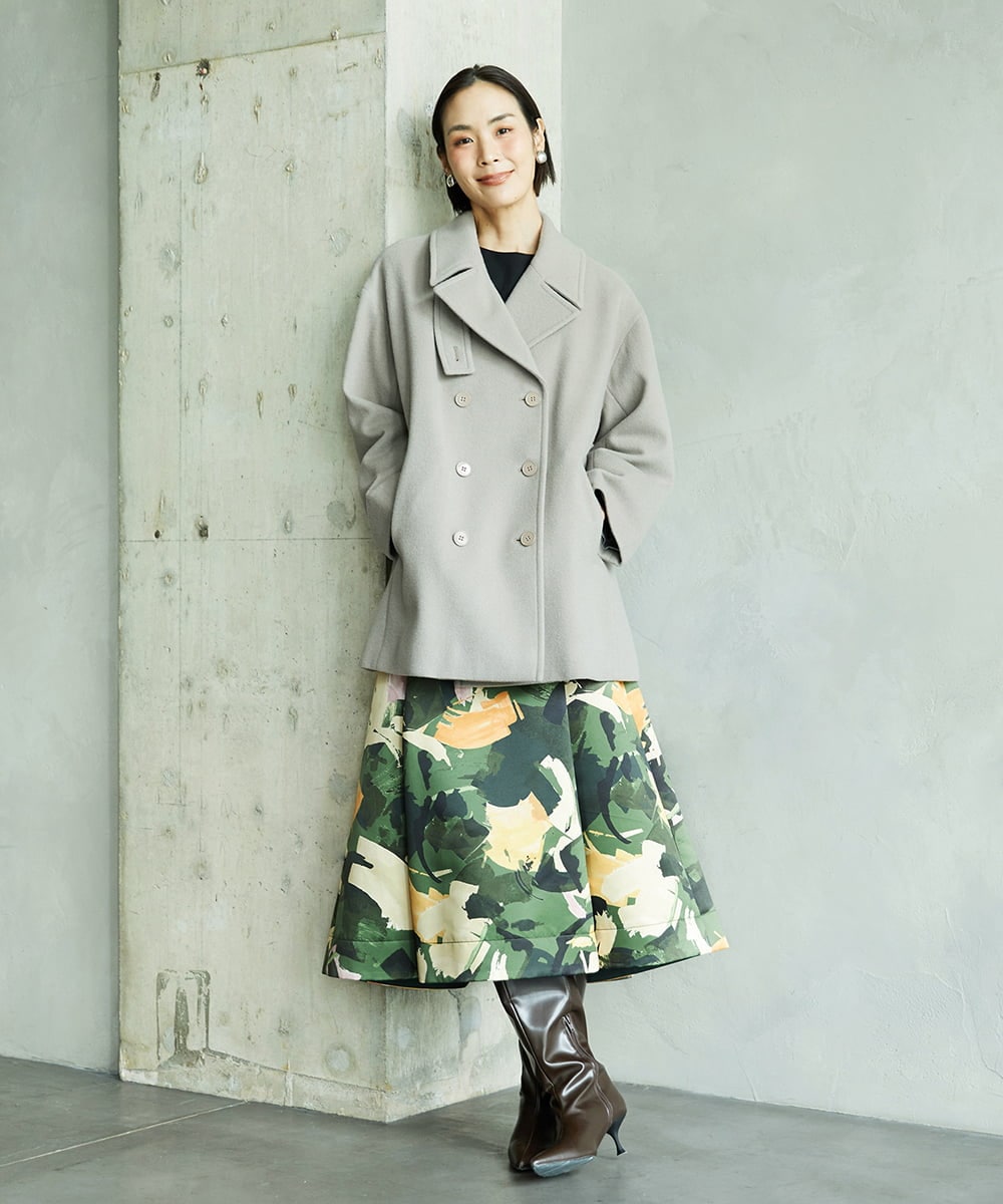 FMUAA52530 MICHEL KLEIN(ミッシェルクラン) Super100ウールビーバーPコート カーキ