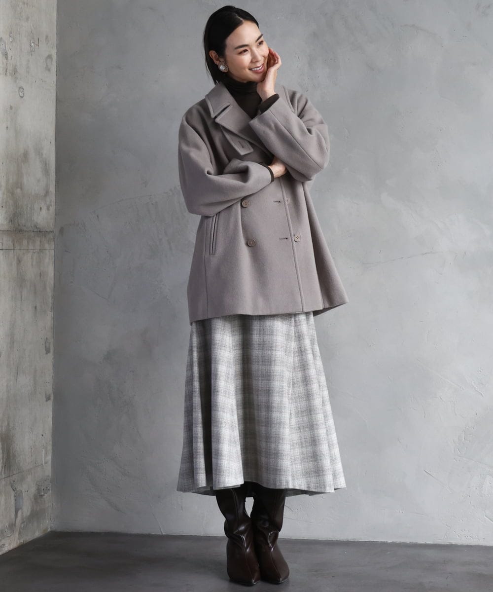 FMUAA52530 MICHEL KLEIN(ミッシェルクラン) Super100ウールビーバーPコート カーキ