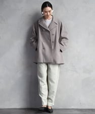 FMUAA52530 MICHEL KLEIN(ミッシェルクラン) Super100ウールビーバーPコート カーキ